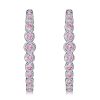 Pink Sapphire Hoop Earrings - Round Cut in Sterling Silver