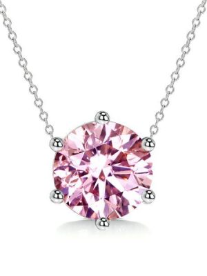 Pink Stone Sterling Silver Chain Necklace - Adjustable Lengths