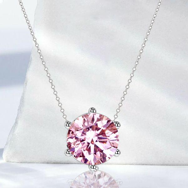 Pink Stone Sterling Silver Chain Necklace - Adjustable Lengths