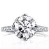 Round Created White Sapphire Engagement Ring in Sterling Silver - Double Prong Setting