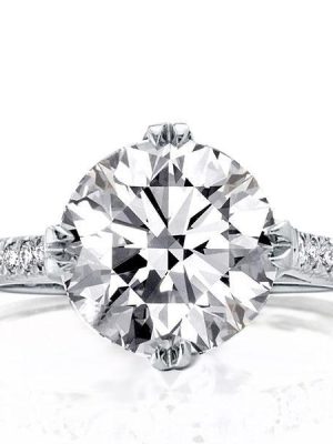 Round Created White Sapphire Engagement Ring in Sterling Silver - Double Prong Setting