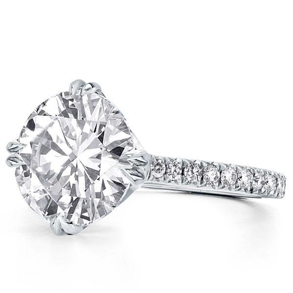 Round Created White Sapphire Engagement Ring in Sterling Silver - Double Prong Setting