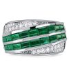Emerald Green CZ Channel Set Wedding Band - 925 Sterling Silver