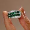 Emerald Green CZ Channel Set Wedding Band - 925 Sterling Silver