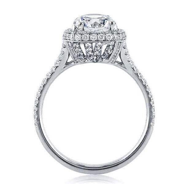 Sterling Silver Sapphire Halo Engagement and Wedding Ring Set, Split Shank Bridal Set
