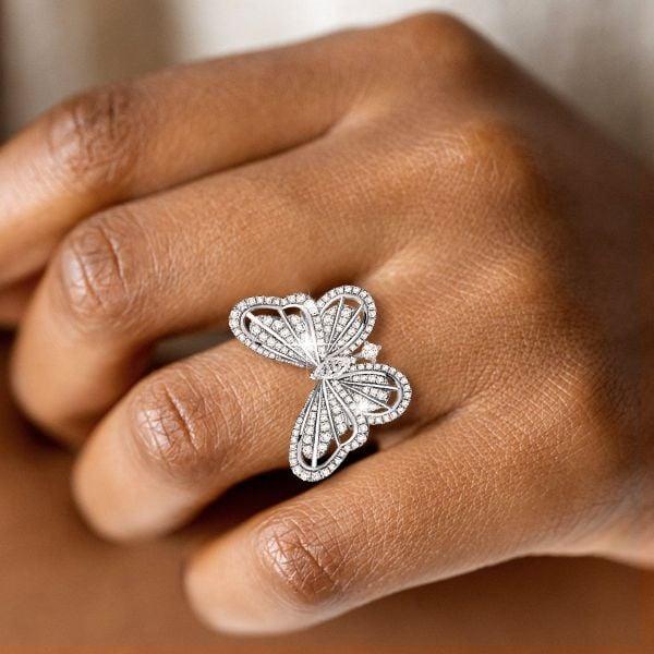Dancing Butterfly Engagement Ring | White Sapphire | 925 Sterling Silver
