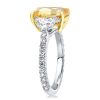 Two Tone Three Stone Yellow Emerald Cut Engagement Ring Sterling Silver