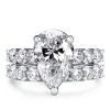 Classic Three-Quarters Round & Pear Cut Bridal Jewelry Set in Sterling Silver