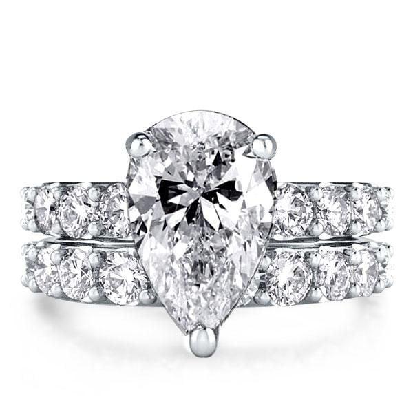 Classic Three-Quarters Round & Pear Cut Bridal Jewelry Set in Sterling Silver