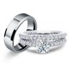 Vintage Style Wedding Ring Set for Couples - Created White Sapphire & Rope Design
