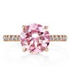 2.75 CTW Rose Gold Plated Engagement Ring with Round Cut Created Pink Sapphire