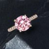 2.75 CTW Rose Gold Plated Engagement Ring with Round Cut Created Pink Sapphire