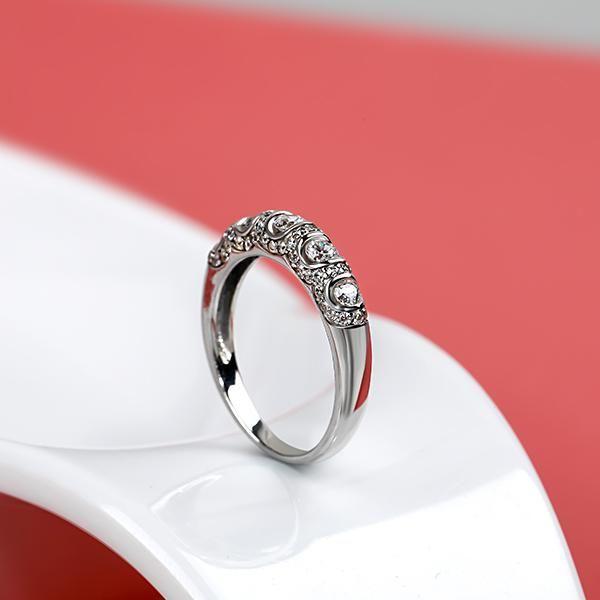 5 Stone Created White Sapphire Anniversary Band - Sterling Silver Wedding Ring