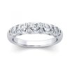 5 Stone Created White Sapphire Anniversary Band - Sterling Silver Wedding Ring