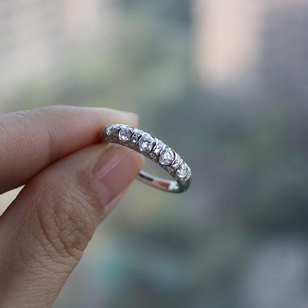 5 Stone Created White Sapphire Anniversary Band - Sterling Silver Wedding Ring