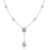 Sterling Silver Pear & Emerald Cut Twin Tie Halo Necklace with 4.83 CT. TW Stones