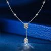 Sterling Silver Pear & Emerald Cut Twin Tie Halo Necklace with 4.83 CT. TW Stones