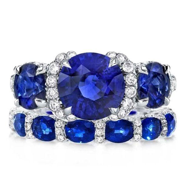 Sterling Silver Wedding Band Sets for Women with Accent Stones