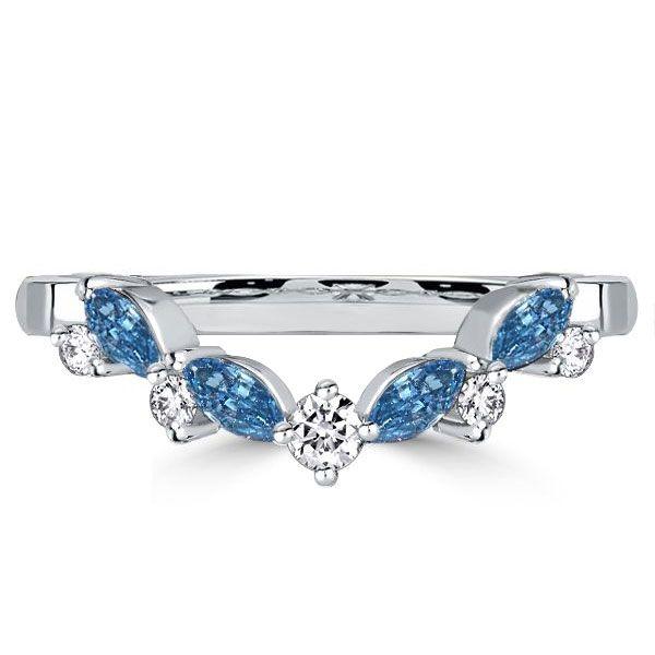 Blue Topaz Halo Engagement Ring Set - 925 Sterling Silver Bridal Rings