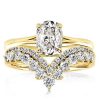 Golden Solitaire Cushion Cut Bridal Set - 18K Gold Plated Sterling Silver with Hidden Halo