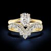 Golden Solitaire Cushion Cut Bridal Set - 18K Gold Plated Sterling Silver with Hidden Halo