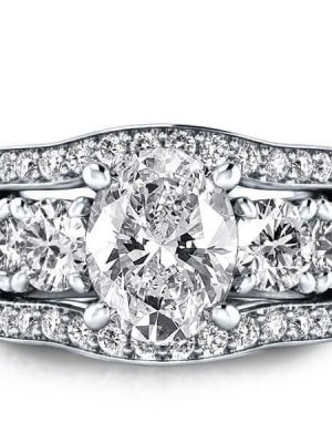 Three Piece Oval Center Stone Sterling Silver Wedding Set