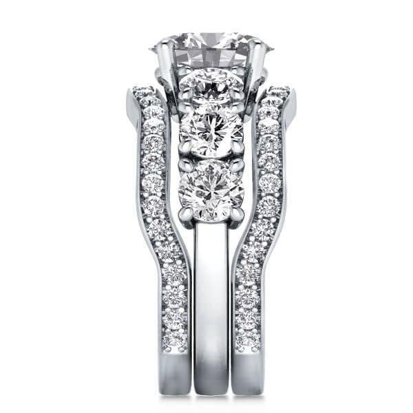 Three Piece Oval Center Stone Sterling Silver Wedding Set