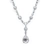 Fashion Halo Pear & Round Pendant Necklace in 925 Sterling Silver
