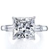 Princess Cut White Sapphire Three Stone Engagement Ring in Sterling Silver