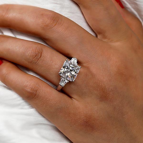 Princess Cut White Sapphire Three Stone Engagement Ring in Sterling Silver