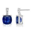 Sterling Silver Blue Sapphire Drop Earrings for Women, 8.17 CT TW