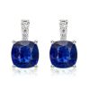 Sterling Silver Blue Sapphire Drop Earrings for Women, 8.17 CT TW