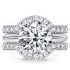 Classic Solitaire White Sapphire 3PC Wedding Ring Set - Sterling Silver