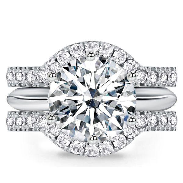Classic Solitaire White Sapphire 3PC Wedding Ring Set - Sterling Silver