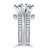Classic Solitaire White Sapphire 3PC Wedding Ring Set - Sterling Silver