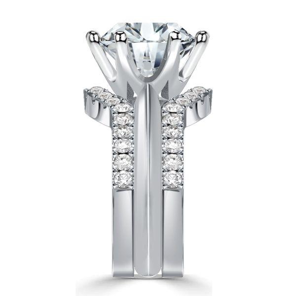 Classic Solitaire White Sapphire 3PC Wedding Ring Set - Sterling Silver