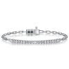 White Sapphire Paperclip Link Tennis Bracelet - Sterling Silver