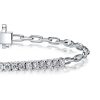 White Sapphire Paperclip Link Tennis Bracelet - Sterling Silver