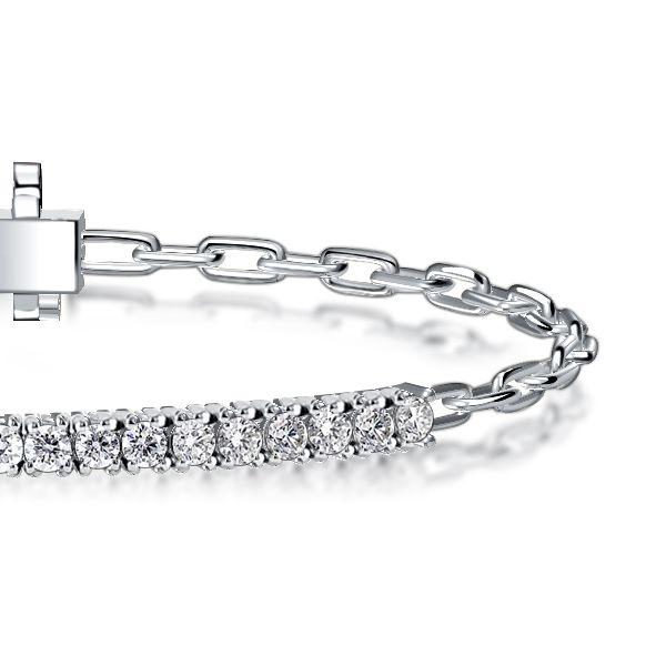 White Sapphire Paperclip Link Tennis Bracelet - Sterling Silver
