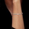 White Sapphire Paperclip Link Tennis Bracelet - Sterling Silver