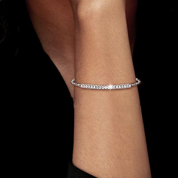 White Sapphire Paperclip Link Tennis Bracelet - Sterling Silver