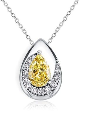 925 Sterling Silver Pear Cut Yellow Topaz Swirl Pendant Necklace for Women