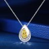 925 Sterling Silver Pear Cut Yellow Topaz Swirl Pendant Necklace for Women