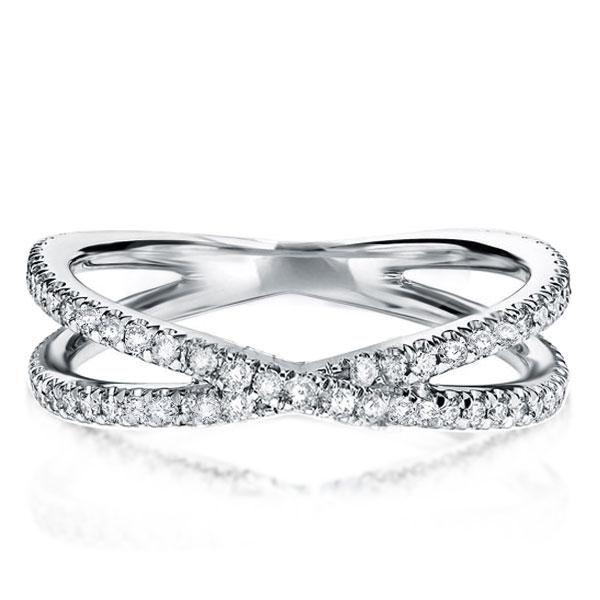 Crisscross White Sapphire Wedding Band in Sterling Silver