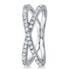 Crisscross White Sapphire Wedding Band in Sterling Silver