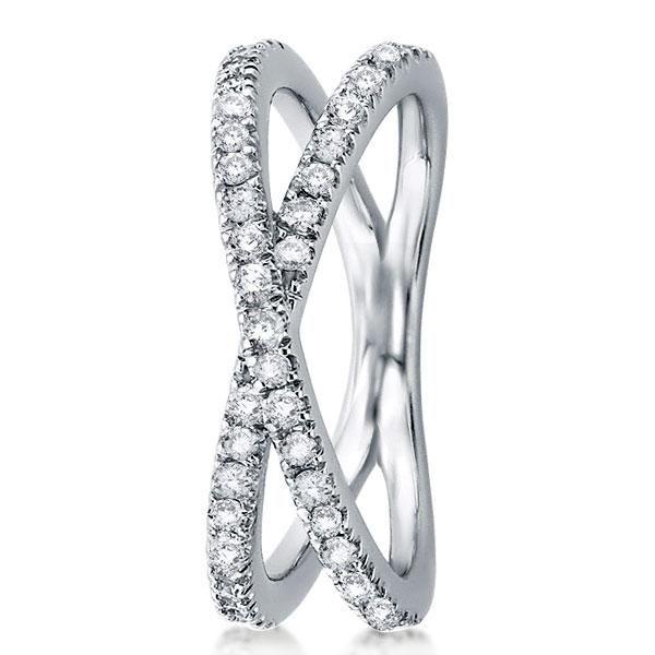 Crisscross White Sapphire Wedding Band in Sterling Silver