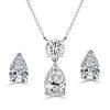 White Sapphire Pear Cut Sterling Silver Necklace and Earring Jewelry Set