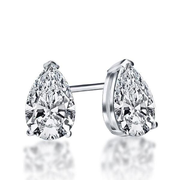 White Sapphire Pear Cut Sterling Silver Necklace and Earring Jewelry Set