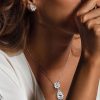 White Sapphire Pear Cut Sterling Silver Necklace and Earring Jewelry Set