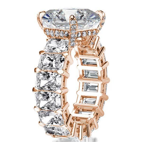 Rose Gold Created White Sapphire Engagement Ring - Radiant Eternity Design